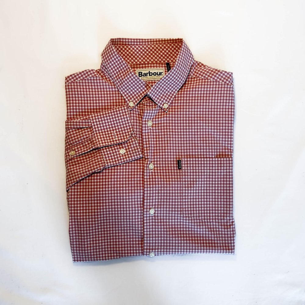 COPY - Barbour Red and White Check Tailored Fit Shirt M
